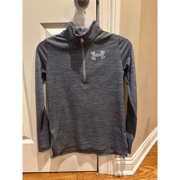 Boys Under Armor Combine Gray Training Cold gear 1/2 zip up pullover long sleeve - Picture 1 of 6